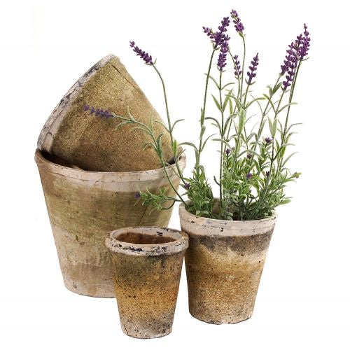 Antiqued Whitestone Rose Pot 13 x 14cm