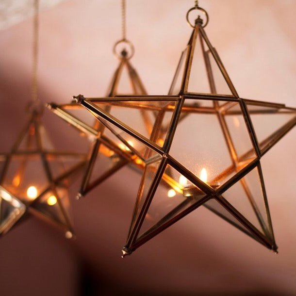 Antique Brass Glass Stars