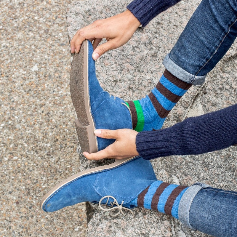 Blue Rugby Chunky Rib Socks