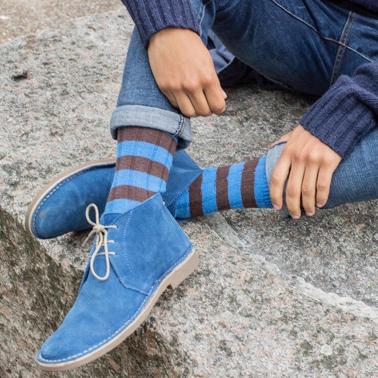 Blue Rugby Chunky Rib Socks