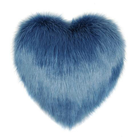Blue Marine Faux Fur Heart Cushion