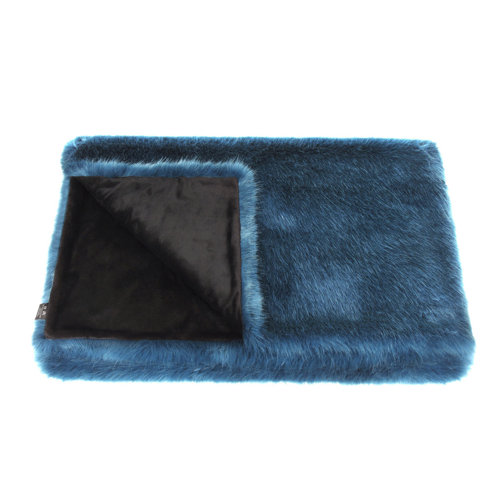 Blue Petrol Faux Fur Comforter Throw - Last Chance To Buy!