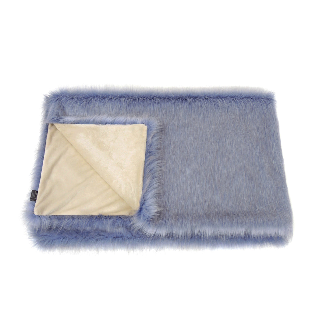 Blue Cornflower Faux Fur Comforter Throw