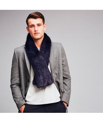 Blue Midnight Men's Faux Fur Tippet Scarf