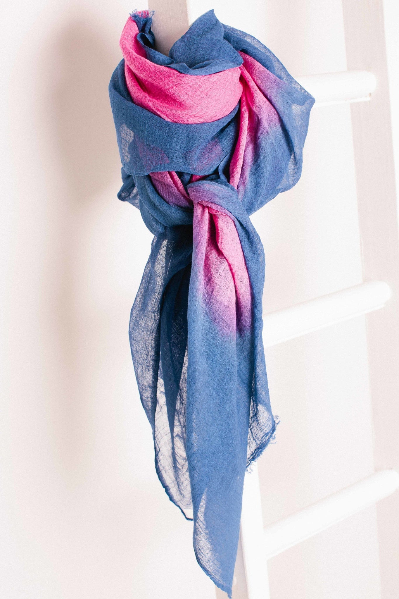 Blue Cobalt & Fuchsia Cotton Ombre Scarf