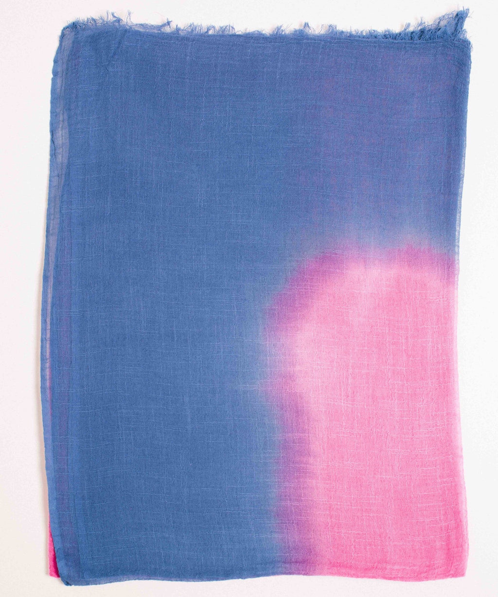 Blue Cobalt & Fuchsia Cotton Ombre Scarf