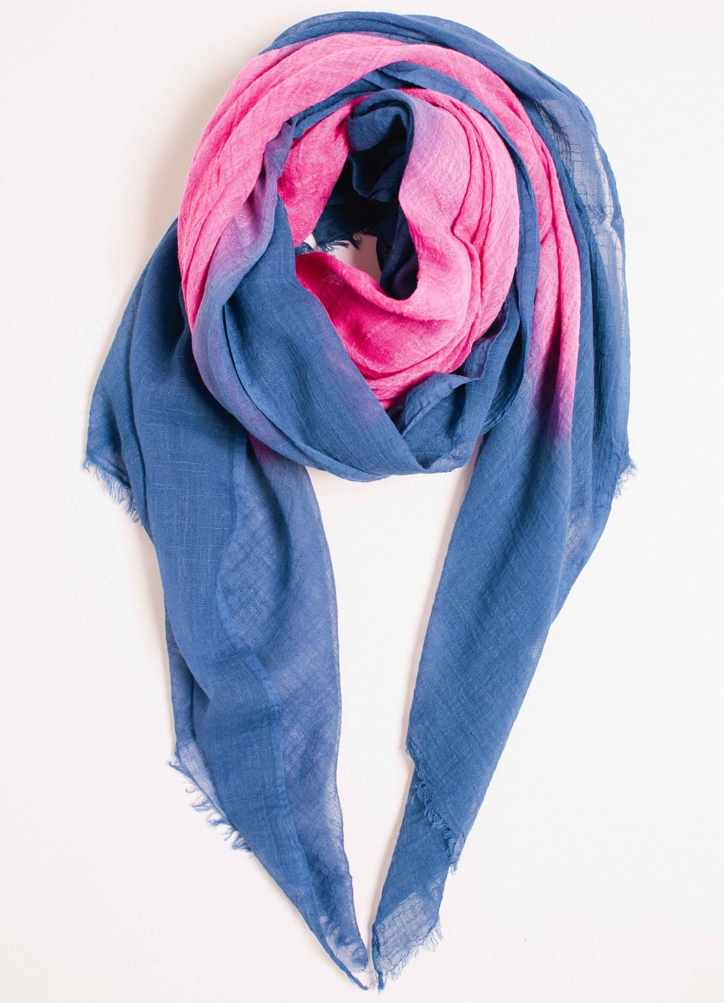 Blue Cobalt & Fuchsia Cotton Ombre Scarf