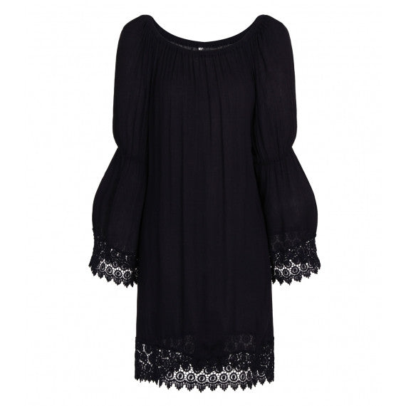 Blue Navy Cabo Crinkle Lace Dress