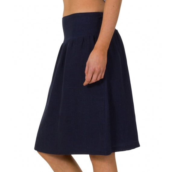 Blue Navy Bobbin Linen Skirt