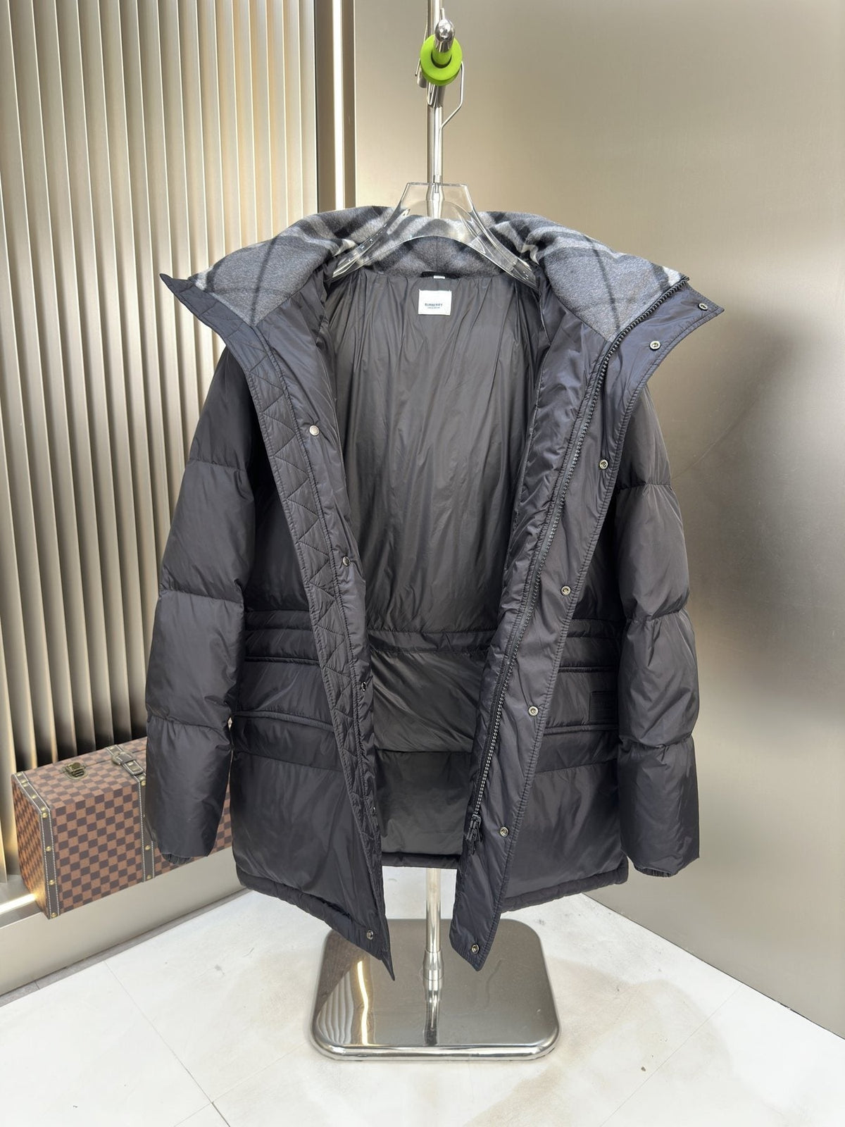 Burberry Black Hooded Quilted Puffer Jacket — front