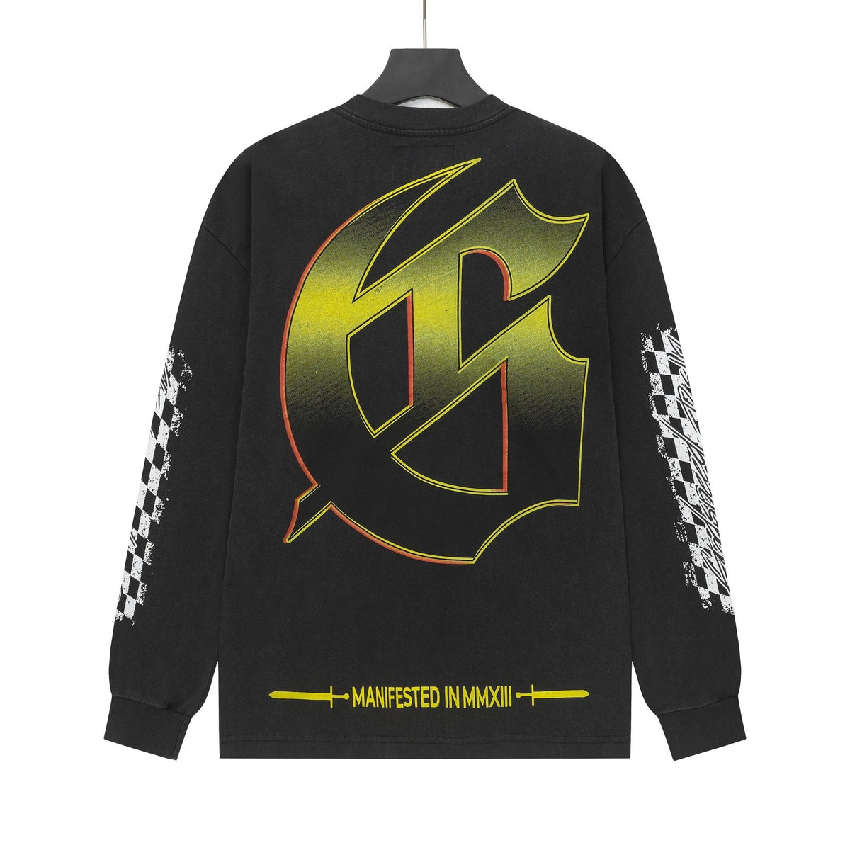 Godspeed Washed Black Racing Skull Long-Sleeve T-Shirt — back