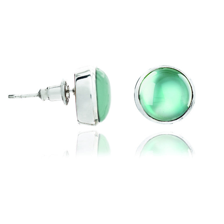 Blue Aqua Silver Stud Earrings