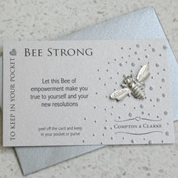 Bee Strong Resolution Bee Carded Pewter Pocket Charm