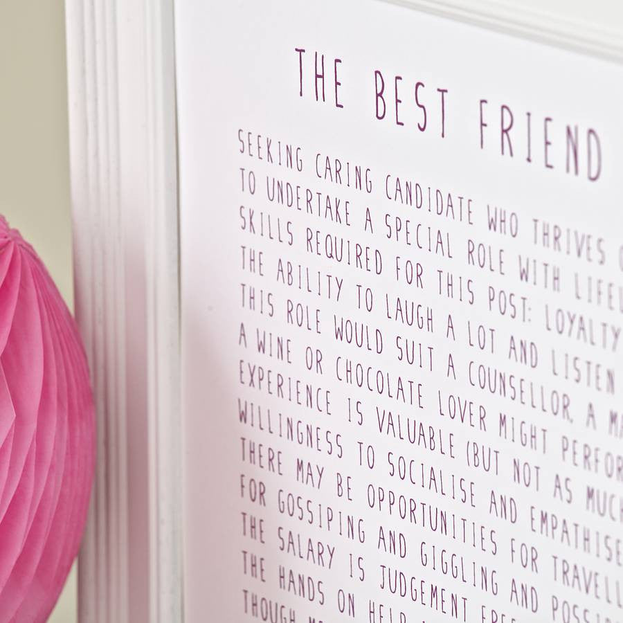 Best Friend Advert Poem Print