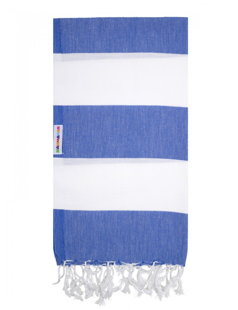 Azure/White Hammamas Cotton Towel/Wrap