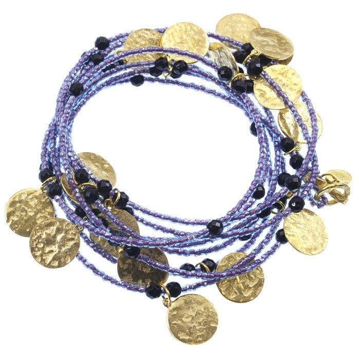 Amethyst Glass Bead & Onyx Necklace