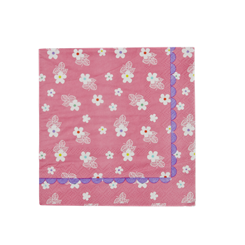 20 Paper Cocktail Napkins with Pink Floral Print