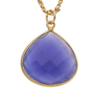 Blue Denim Chalcedony Stone Necklace