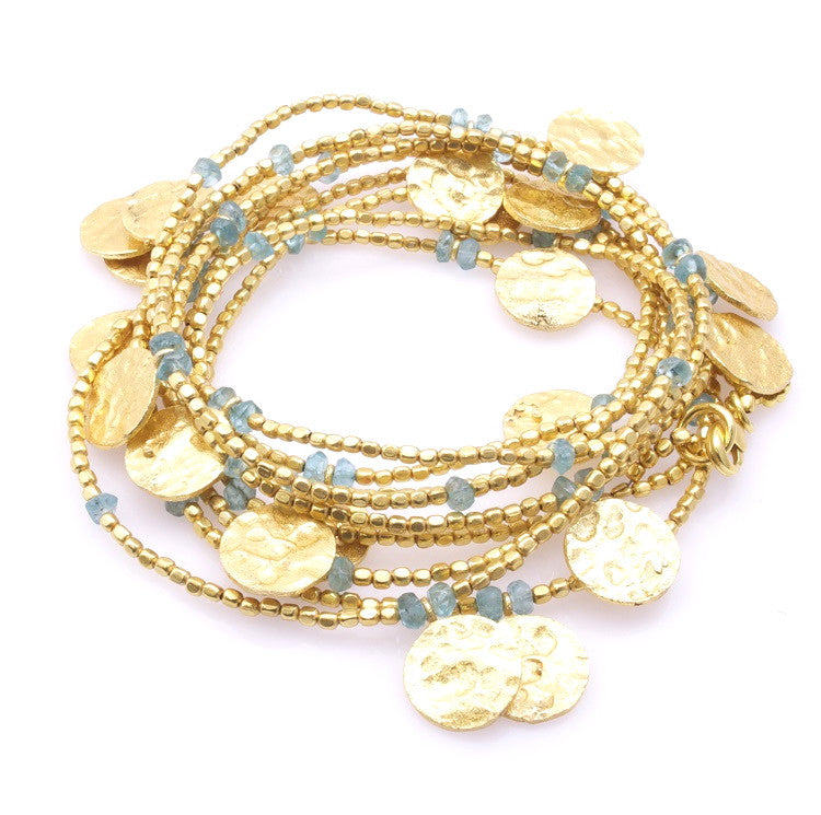 Apatite Semi-Precious Coin Wrap Necklace