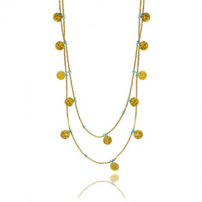 Apatite Semi-Precious Coin Wrap Necklace