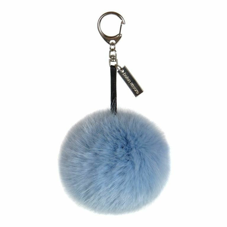 Blue Faux Fur Pom Pom Keyring