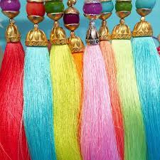 Aqua/Peach Rainbow Long Tassel Necklace