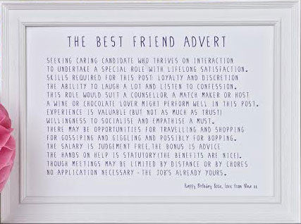 Best Friend Advert Poem Print
